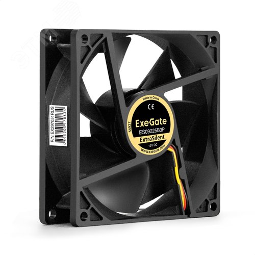 Изображение товара Вентилятор для корпуса 12В DC, 92x92x25 мм, 3pin, 1800RPM, 21dBA, двойной шарикоподшипник (шт)