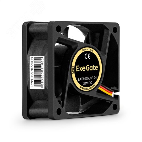 Изображение товара Вентилятор для корпуса 24В DC, 60x60x25 мм, 3pin, 5000RPM, 34dBA, подшипник скольжения (шт)