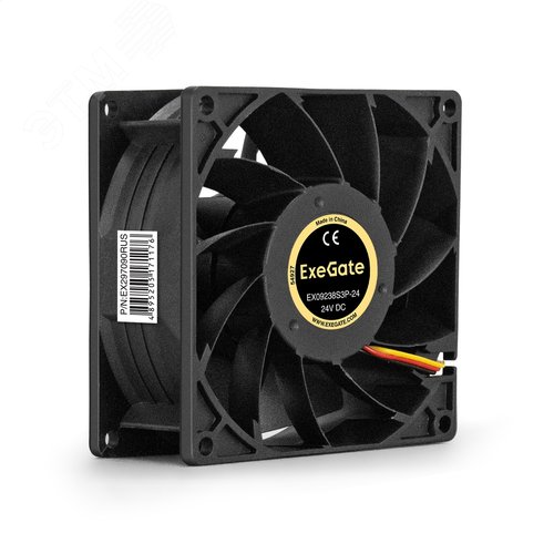 Изображение товара Вентилятор для корпуса 24В DC, 92x92x38 мм, 3pin, 4500RPM, 48dBA, подшипник скольжения (шт)