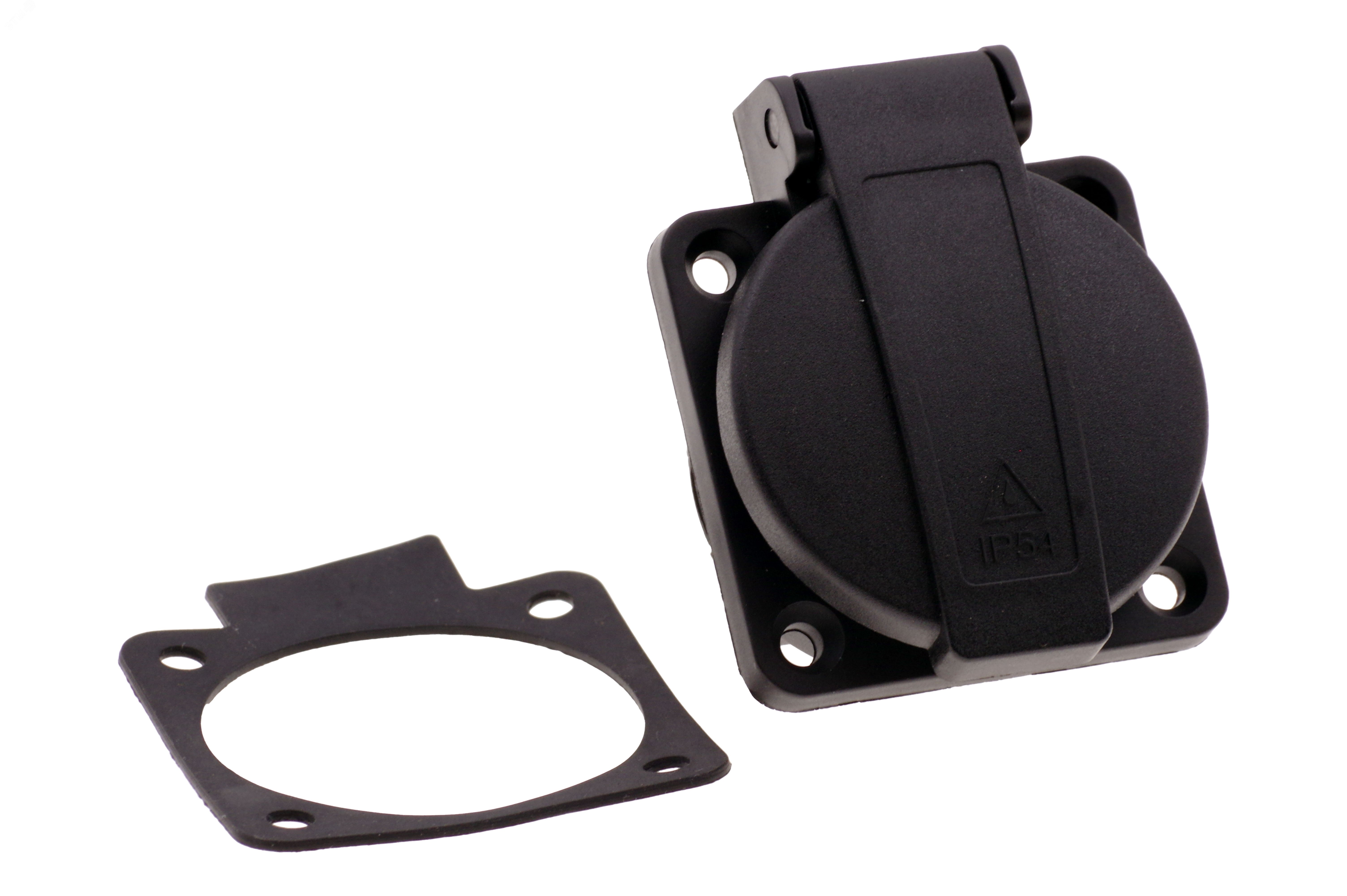 Изображение товара Встраиваемая розетка 16A/250V/2P+E/IP54 черная INPIN