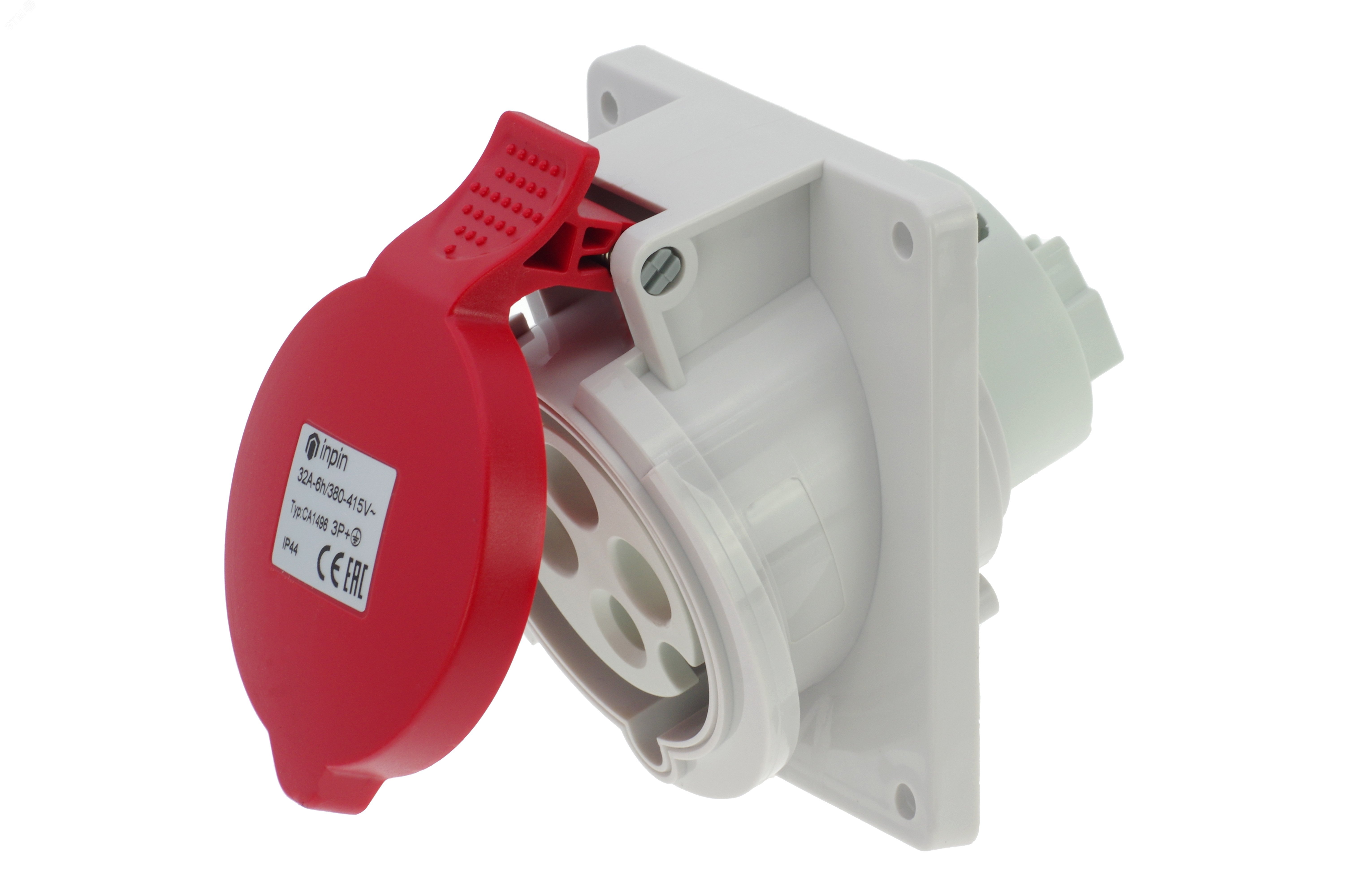 Изображение товара Встраиваемая наклонная силовая розетка 32А 400В IP44 INPIN CA1496