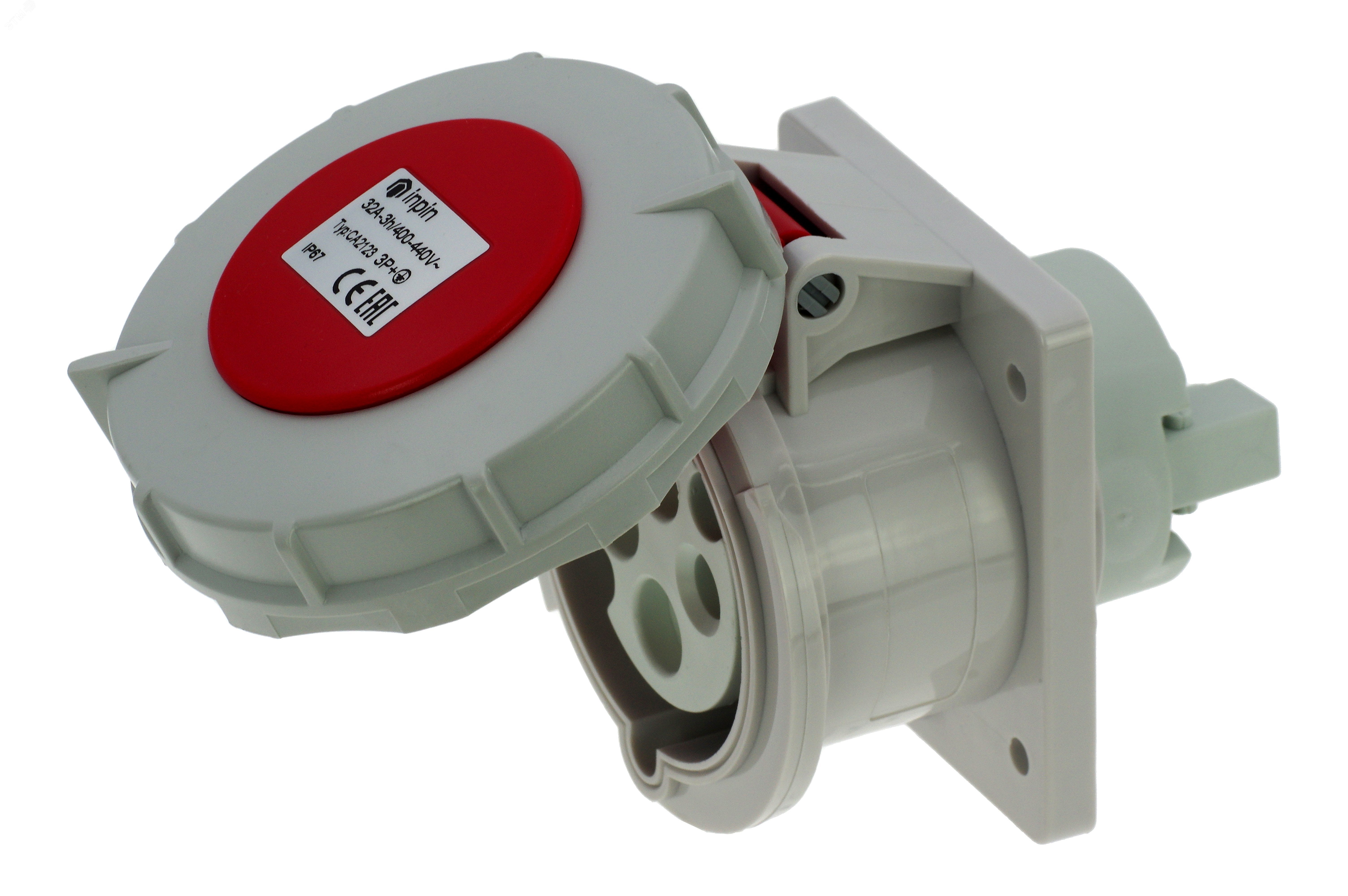Изображение товара Встраиваемая контейнерная розетка 32A/400V/IP67 никель INPIN CA2123