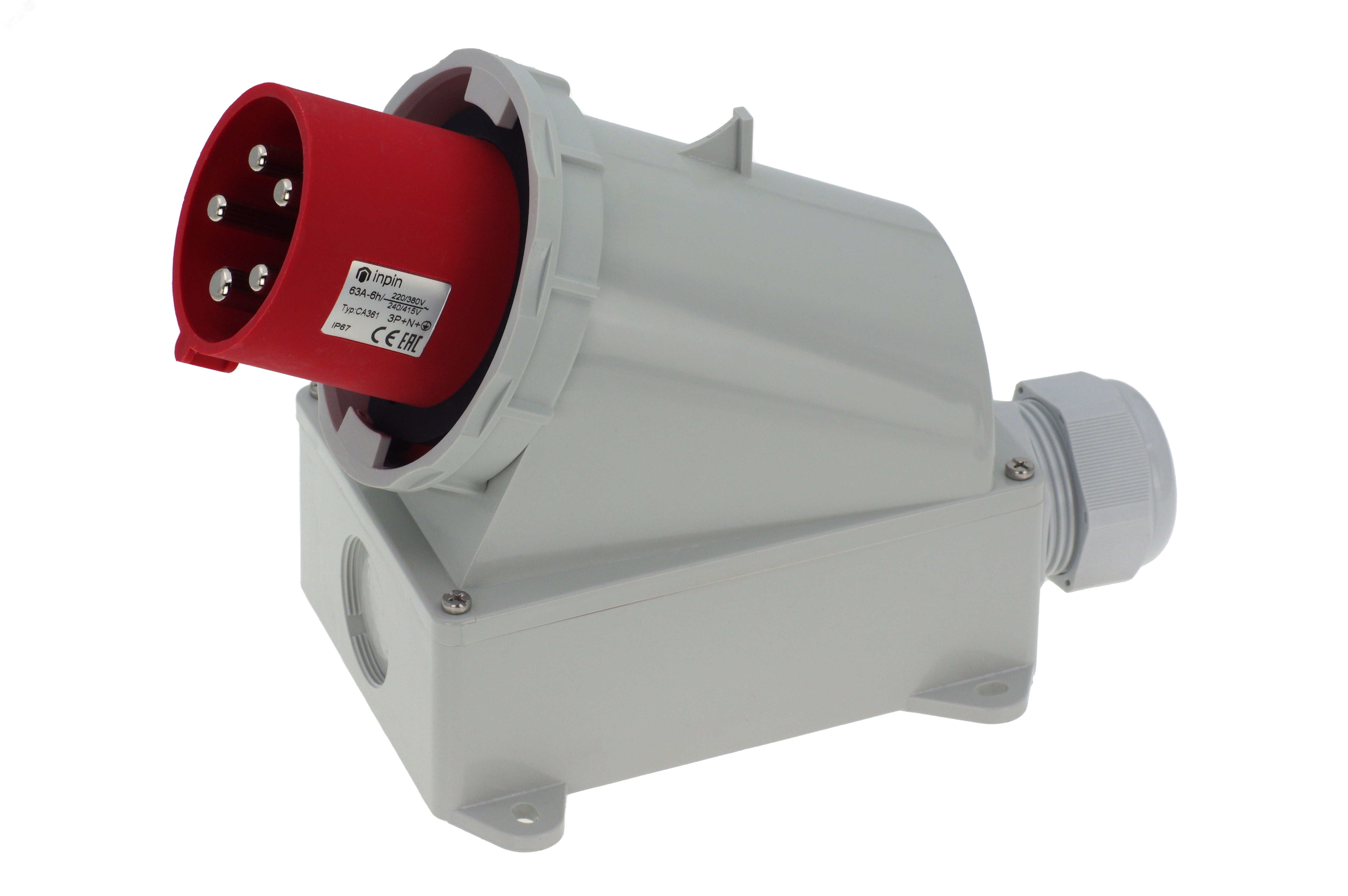 Вилка настенная 63A/400V/3P+N+E/IP67 артикул CA361 INPIN - купить в ...