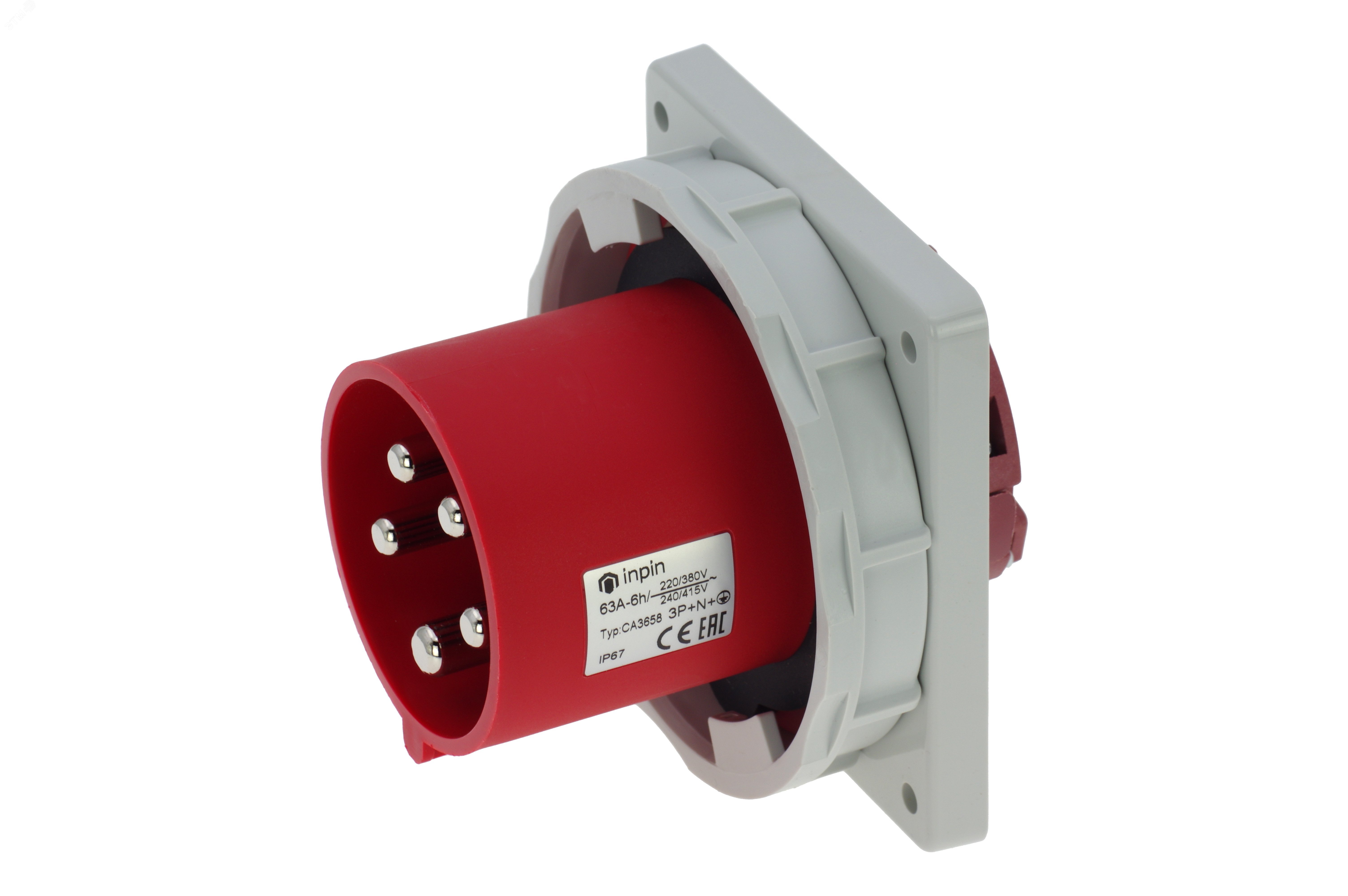 Изображение товара Вилка встраиваемая 63A 400V IP67 для промышленного применения INPIN