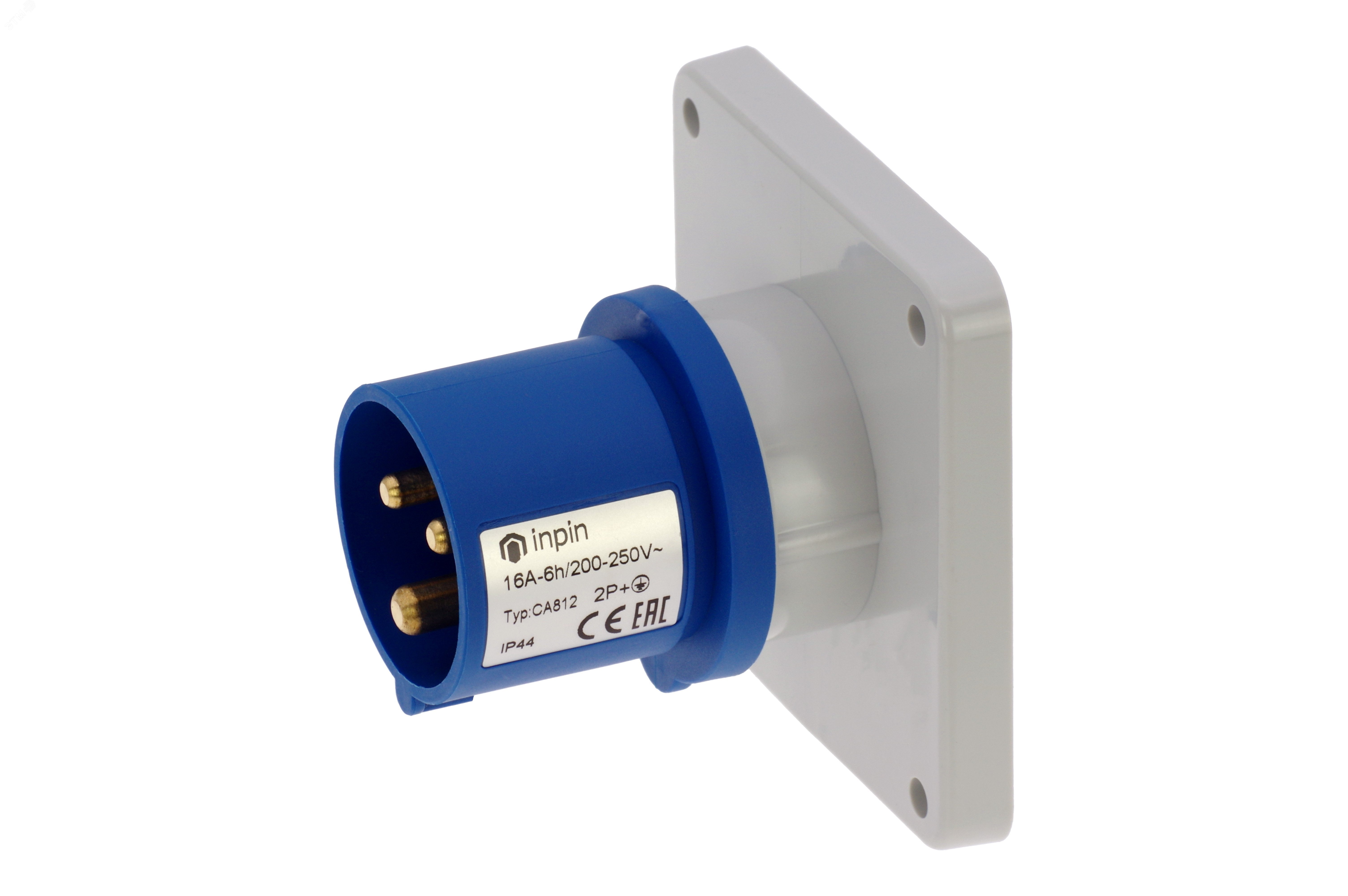 Изображение товара Вилка встраиваемая 16A/230V/IP44 с фланцем 86x86