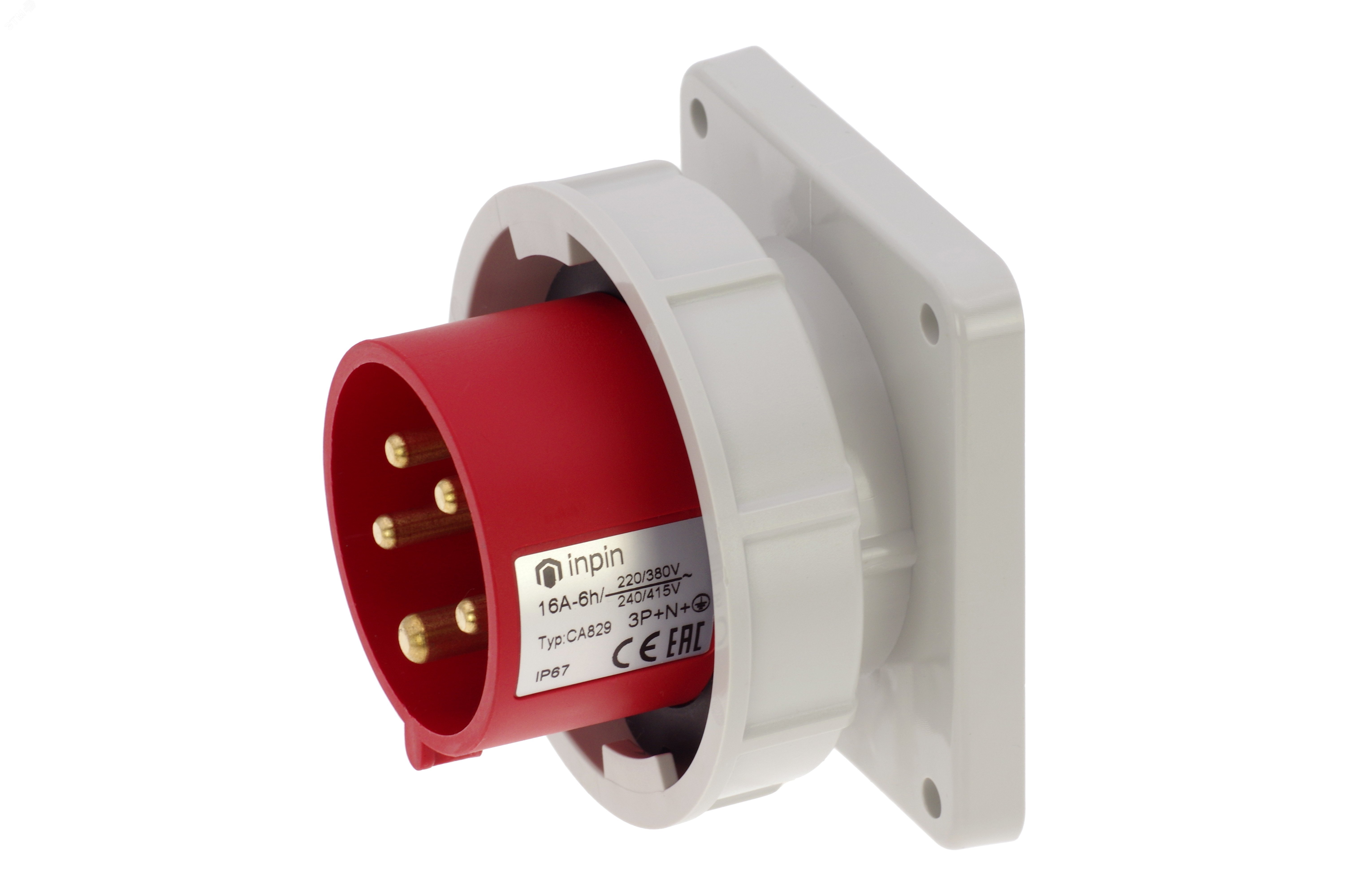 Изображение товара Вилка встраиваемая 16A/400V/3P+N+E/IP67 фланец 86x86