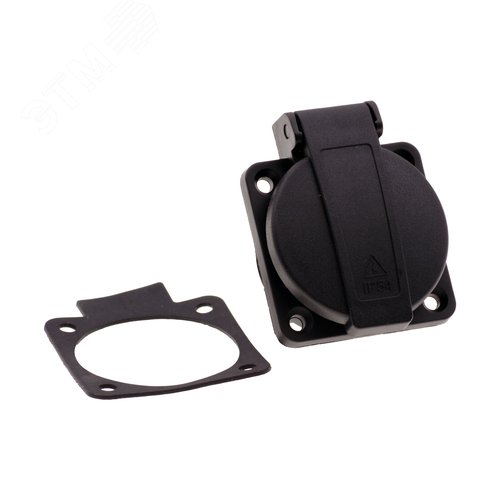 Изображение товара Розетка встраиваемая 16A/250V/2P+E/IP54 подключение сзади 50х50 черная (шт)