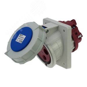 Изображение товара Розетка встраиваемая наклонная 63A/230V/1P+N+E/IP67, фланец 106x110 (шт)