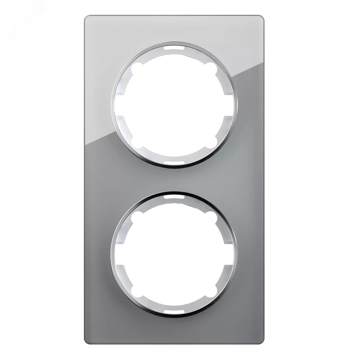 Изображение товара Вертикальная стеклянная двойная рамка серого цвета 2 поста глянцевая