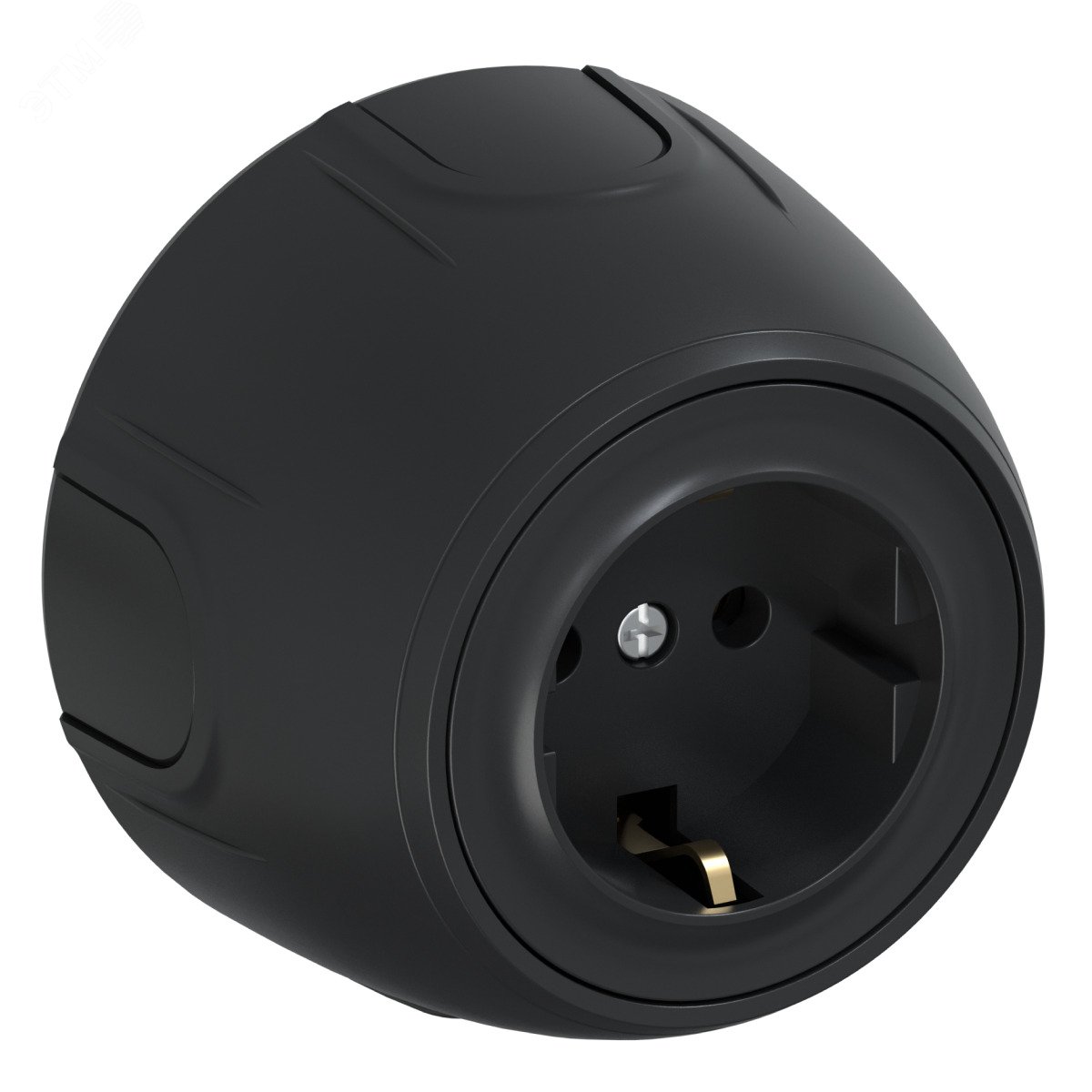Изображение товара Розетка с заземлением Rotondo черная однофазная IP20 для бытовых нагрузок