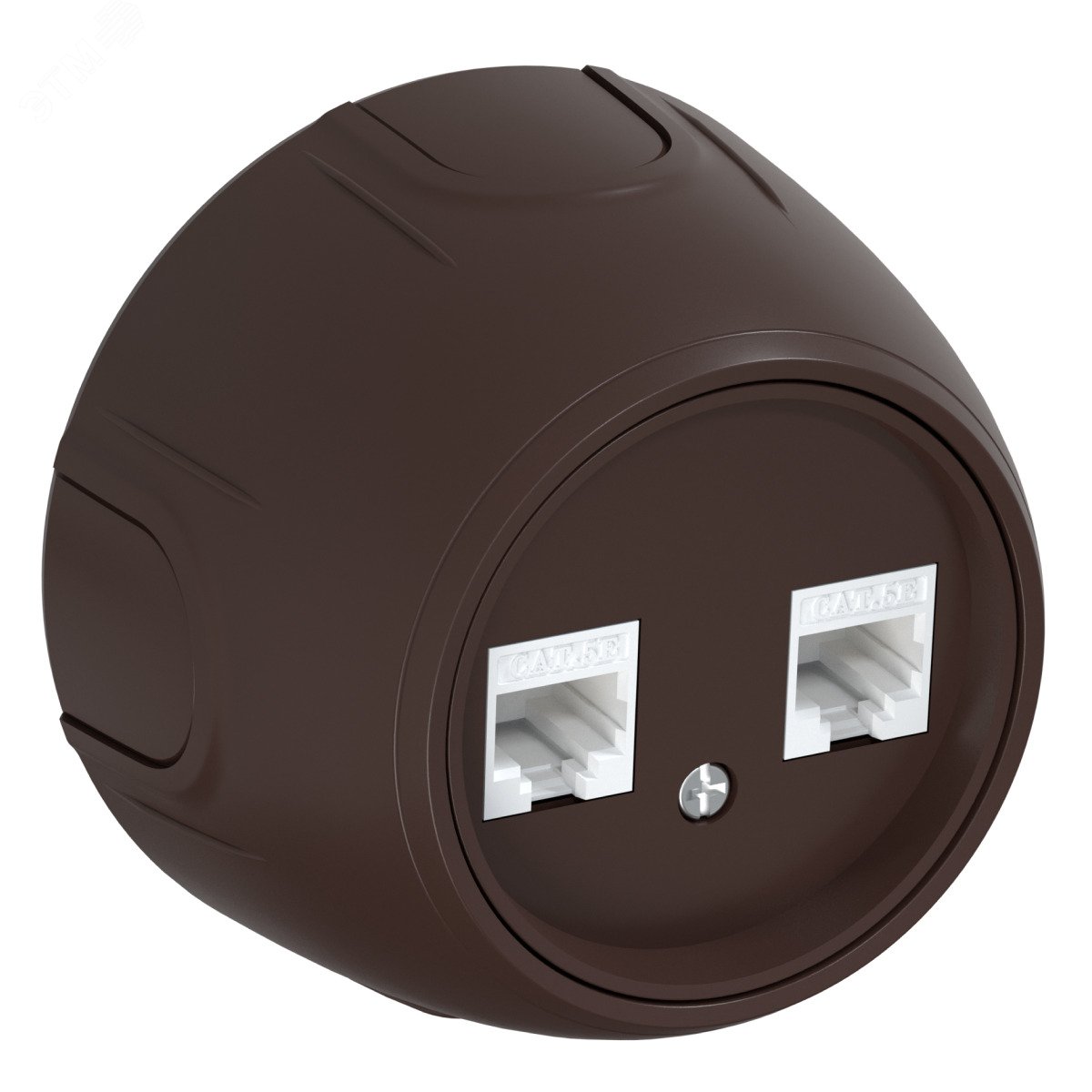 Изображение товара Розетка двойная компьютерная RJ45 cat.5e Rotondo коричневая накладная