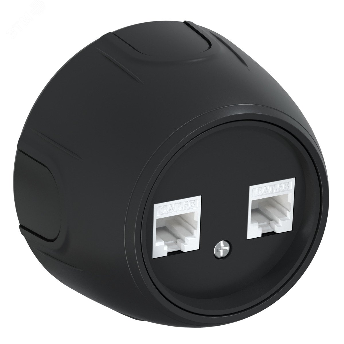 Изображение товара Розетка компьютерная RJ45 cat.5e Rotondo двойная черная монтаж накладной