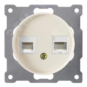 Изображение товара Розетка двойная компьютерная RJ45 кат.5e, цвет бежевый (серия Florence) (шт)