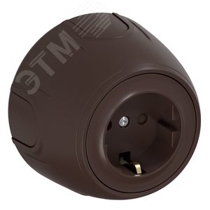 Изображение товара Розетка с заземлением Rotondo, защитные шторки, винтовые контакты, цвет коричневый (шт)