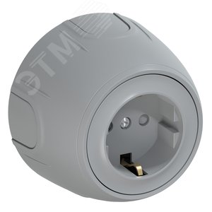 Изображение товара Розетка с заземлением Rotondo, защитные шторки, винтовые контакты, цвет серый (шт)