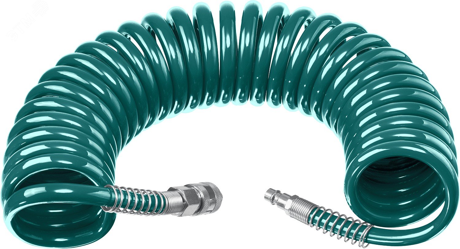 Изображение товара Спиральный воздушный шланг 10 м 8х12 мм рапид с фитингами