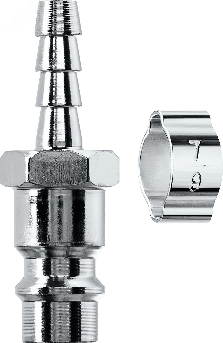 Изображение товара Переходник штуцер ''елочка'' 6 мм - рапид штуцер, с хомутом (шт)