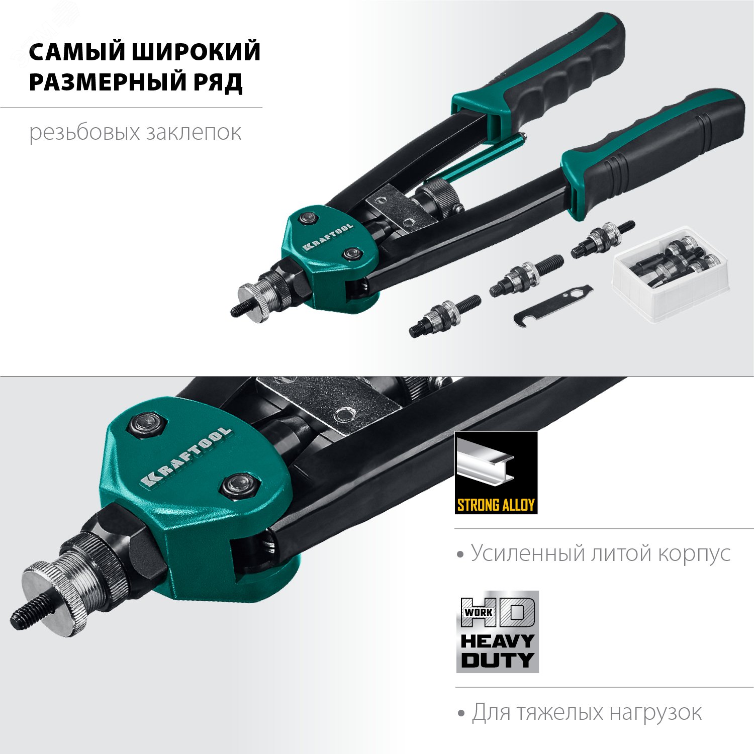 Резьбовой двуручный заклепочник в кейсе, М3 - М12, NUT-12 артикул 31183 ...