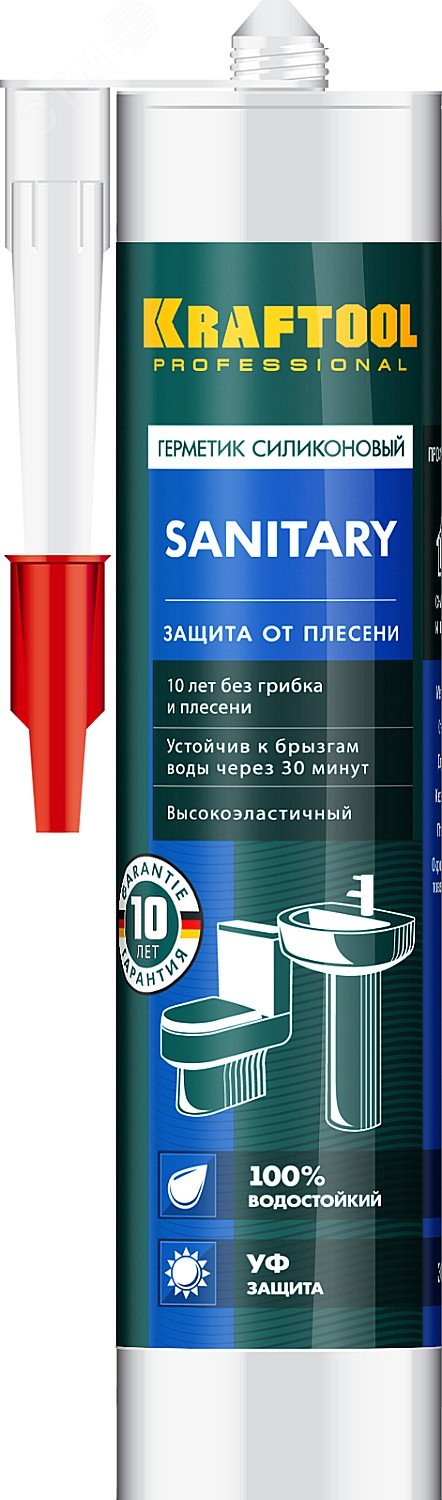 Изображение товара Герметик санитарный силиконовый KRAFTOOL 300 мл прозрачный