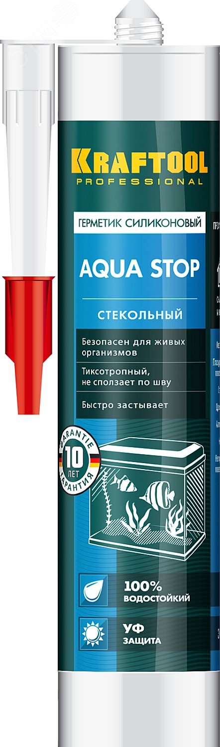 Изображение товара Герметик стекольный силиконовый Aqua Stop 300 мл прозрачный (шт)