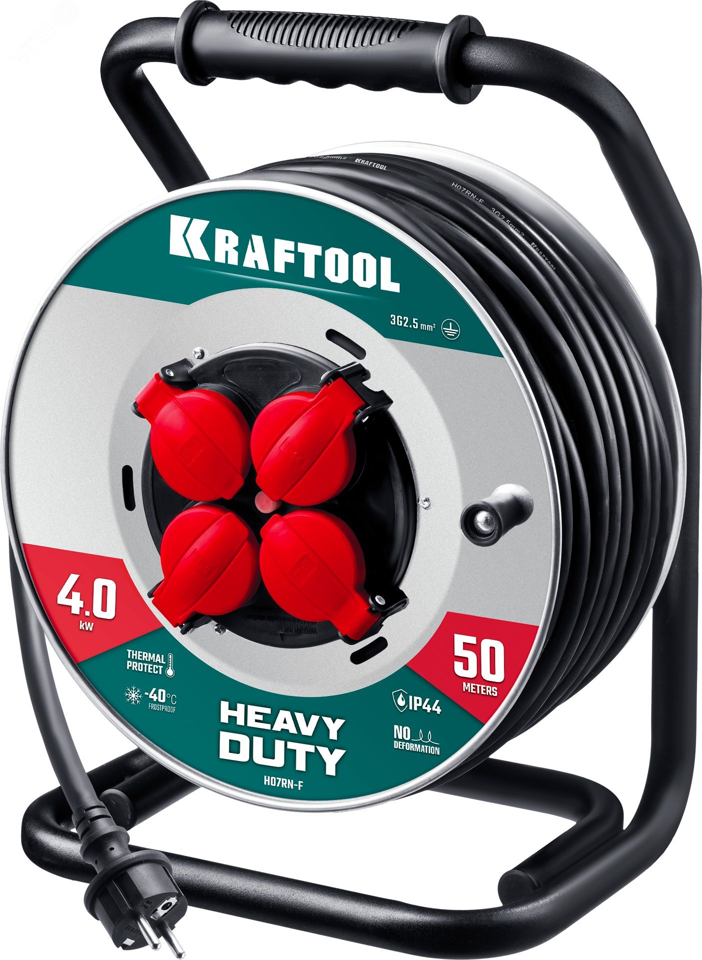 Изображение товара Удлинитель силовой KRAFTOOL 55086-50_z01 50 м, 4 гнезда, 16 А, 220 В