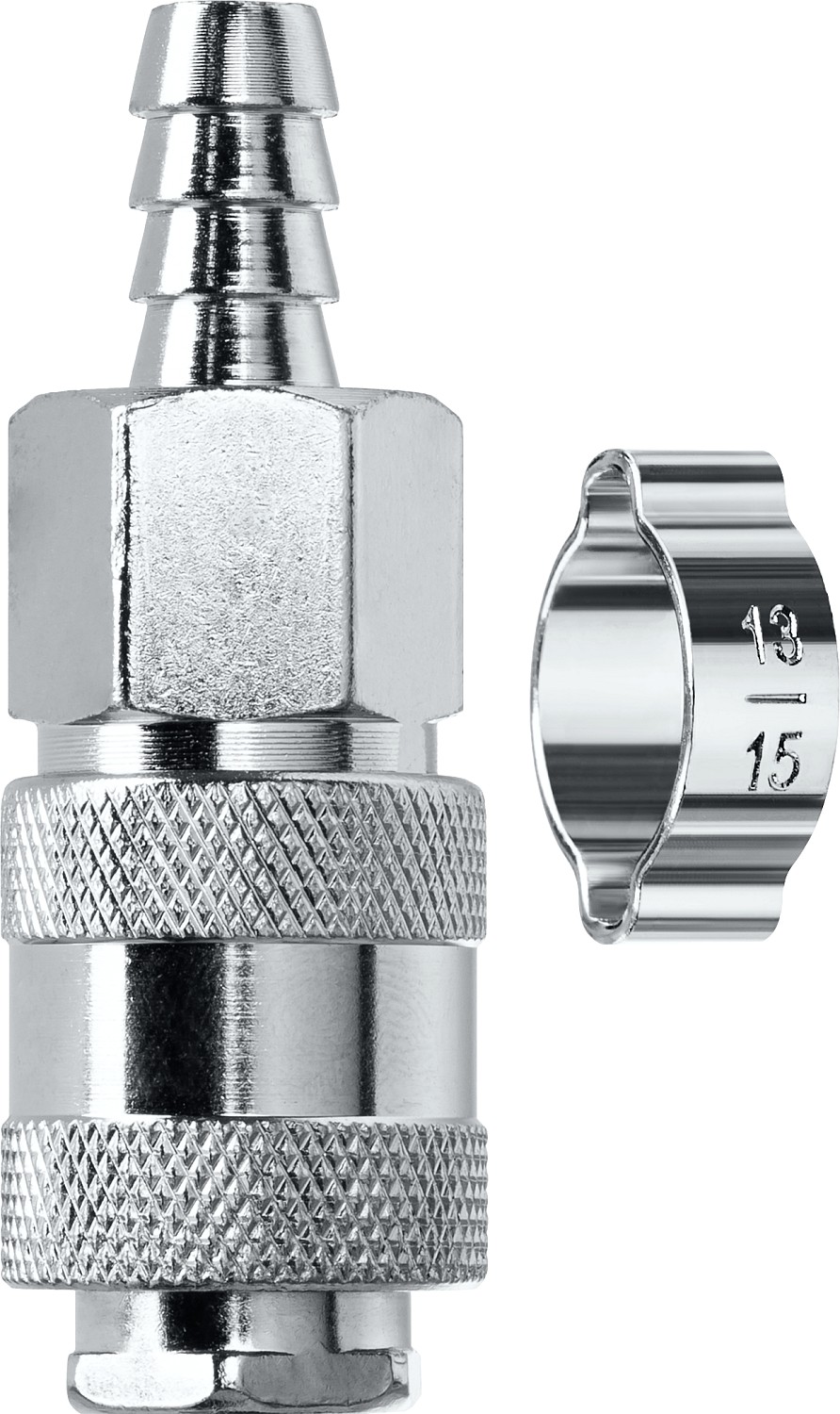 Переходник штуцер ''елочка'' 10 мм - рапид муфта, с хомутом