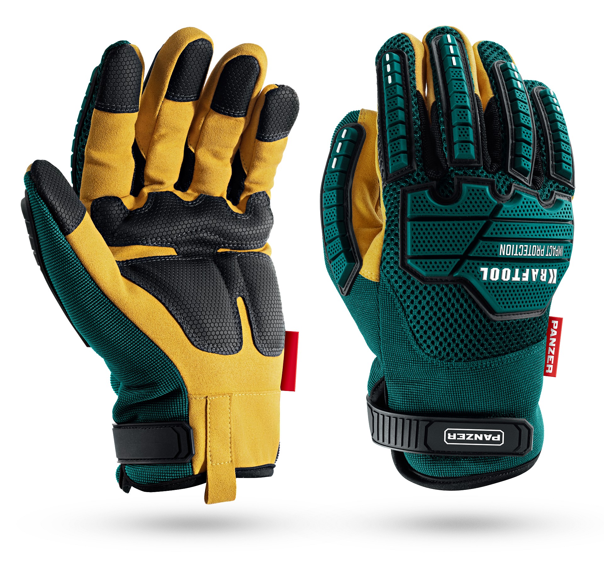 Перчатки профессиональные комбинированные, виброзащита, увеличенные противоударные накладки, PANZER, р.L, 9
