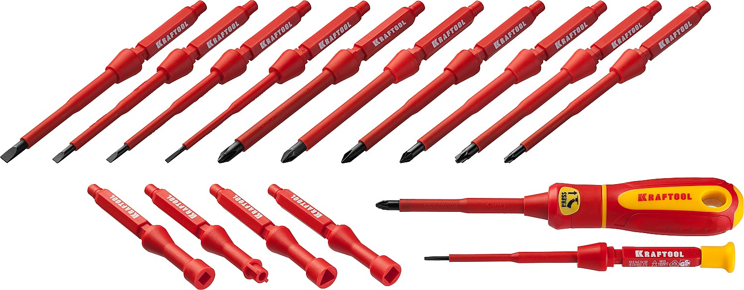 Набор ''Х-Drive ELECTRO'': Высоковольтные отвертки, сменные стержни, ключи специальные, до 1000В, 18 предм,