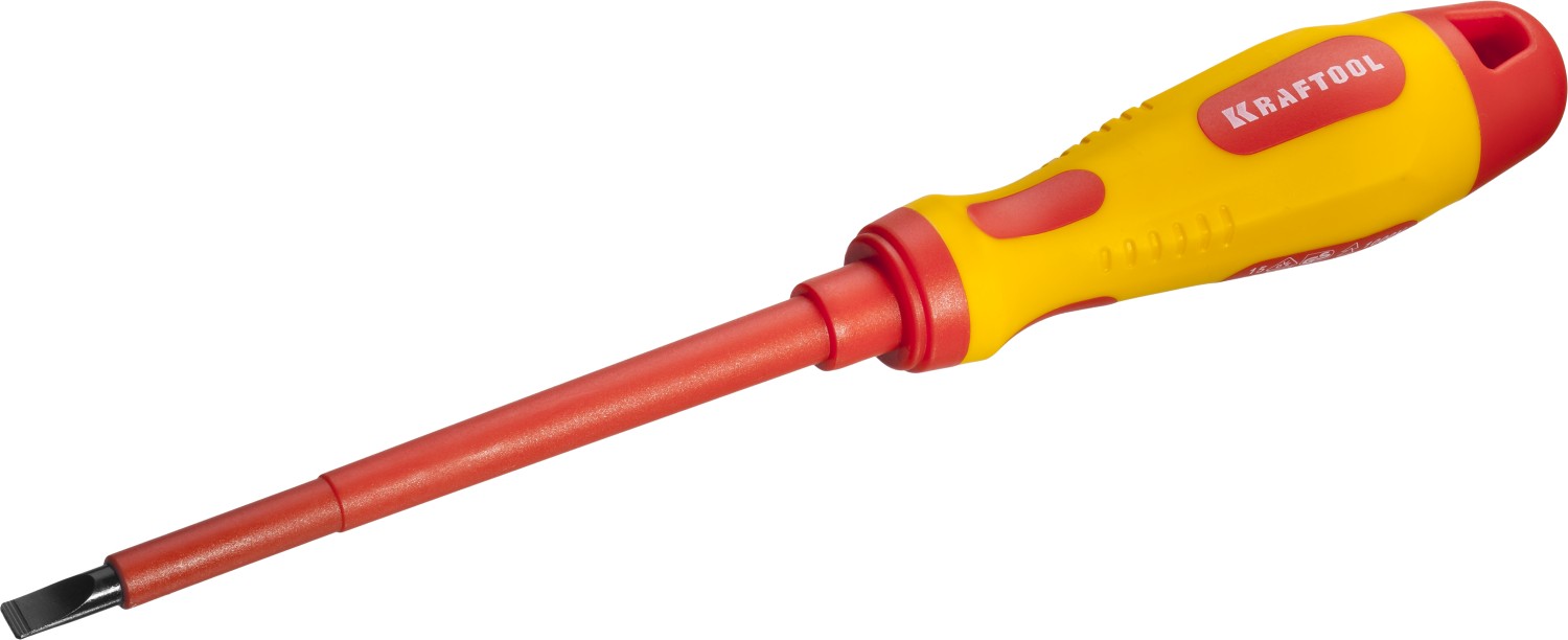 Отвертка , высоковольтная, Cr-Mo-V стержень, двухкомпонент. маслобензостойкая рукоятка, SL, 5,5х125мм