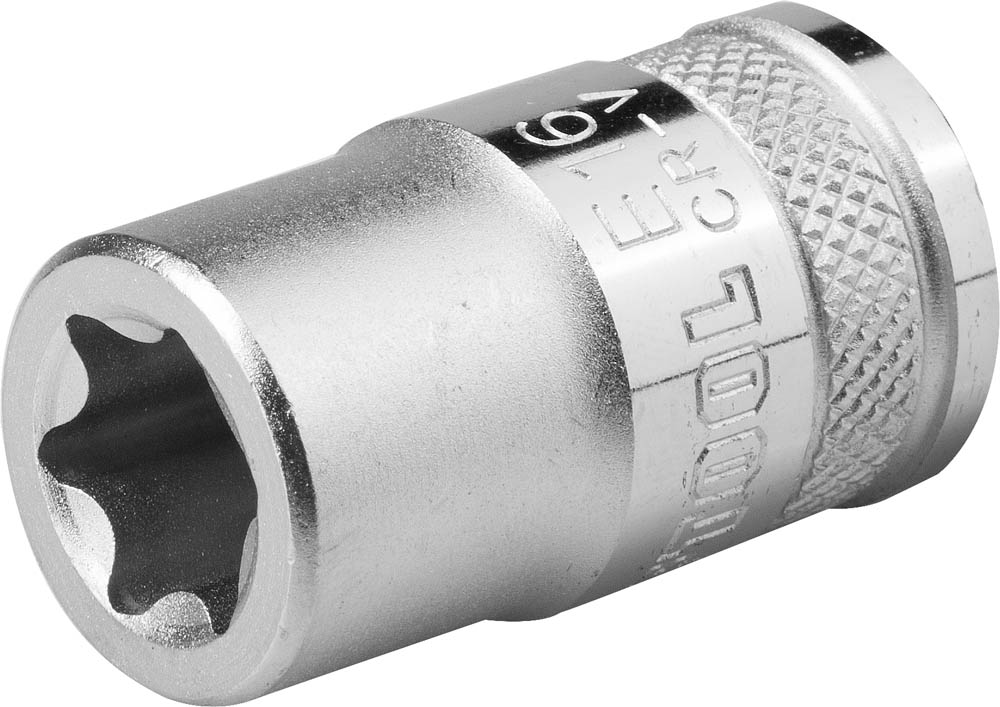 Головка торцевая ''INDUSTRIE QUALITAT'', Cr-V, внешний TORX, хромосатинированная, 1/2'', Е 18