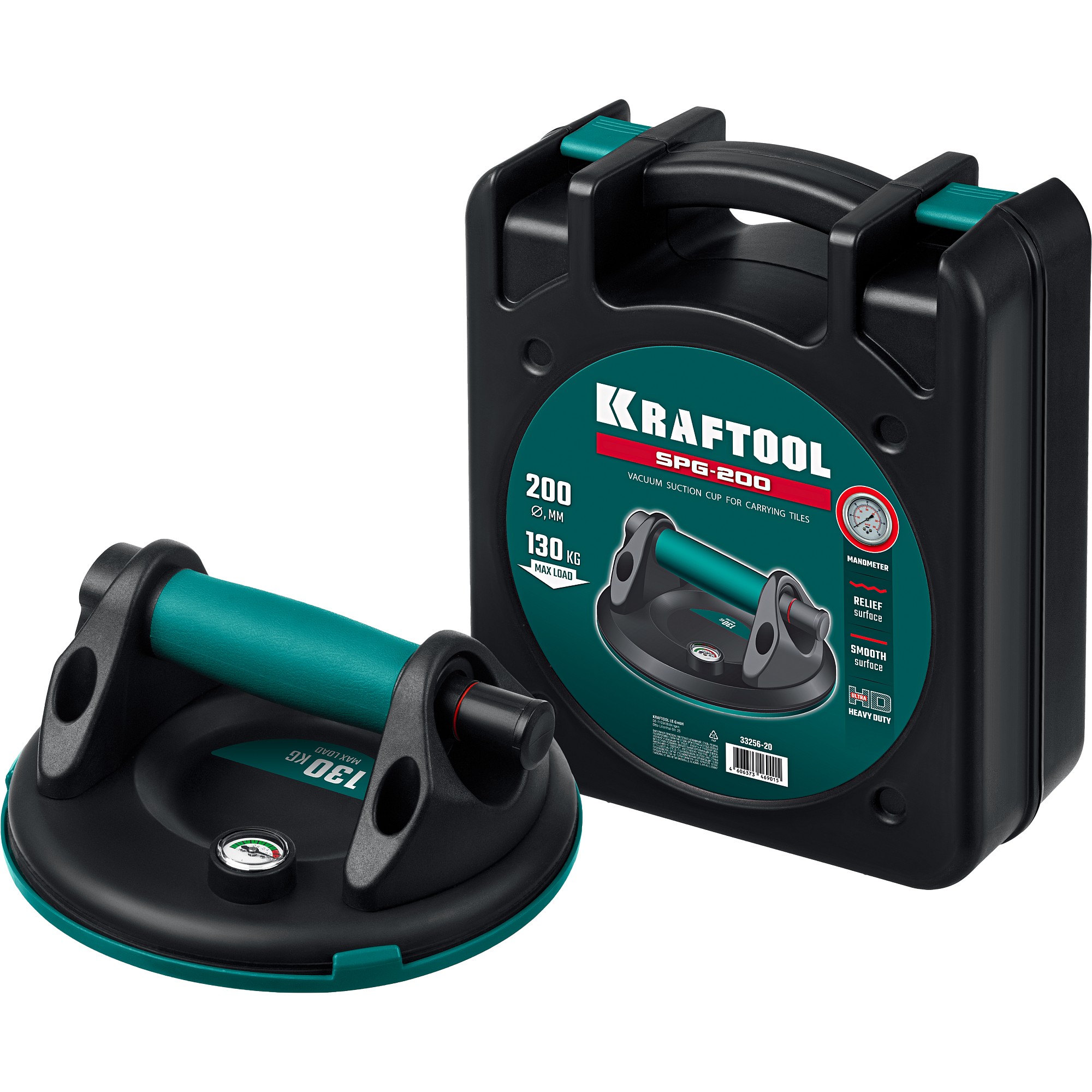 Присоска вакуумная,с монометром SPG-200, 130 кг,  200 мм