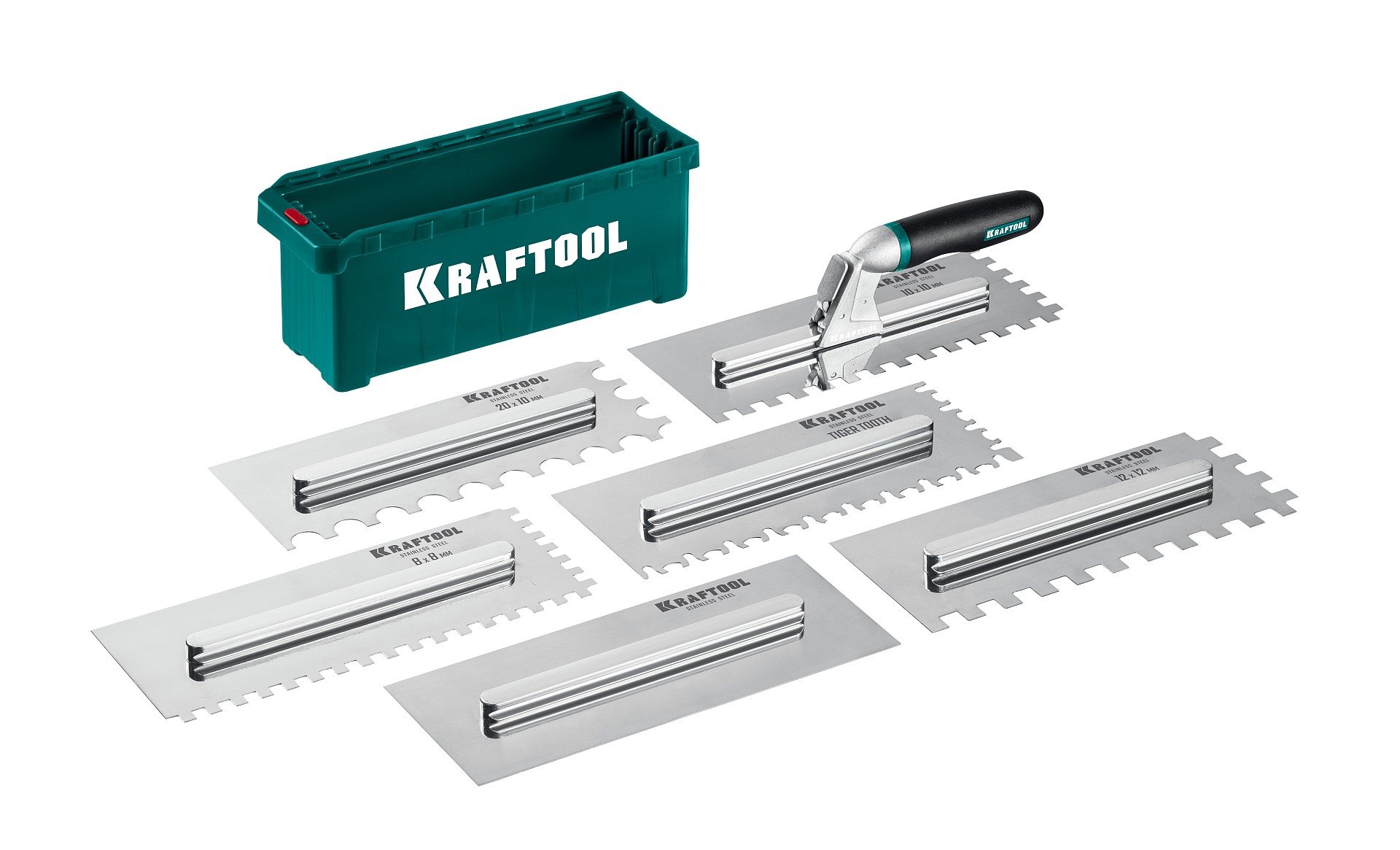 Набор нержавеющих гребенок (6шт со сменной 2к ручкой, в пластиковом кейсе, 280х115 мм