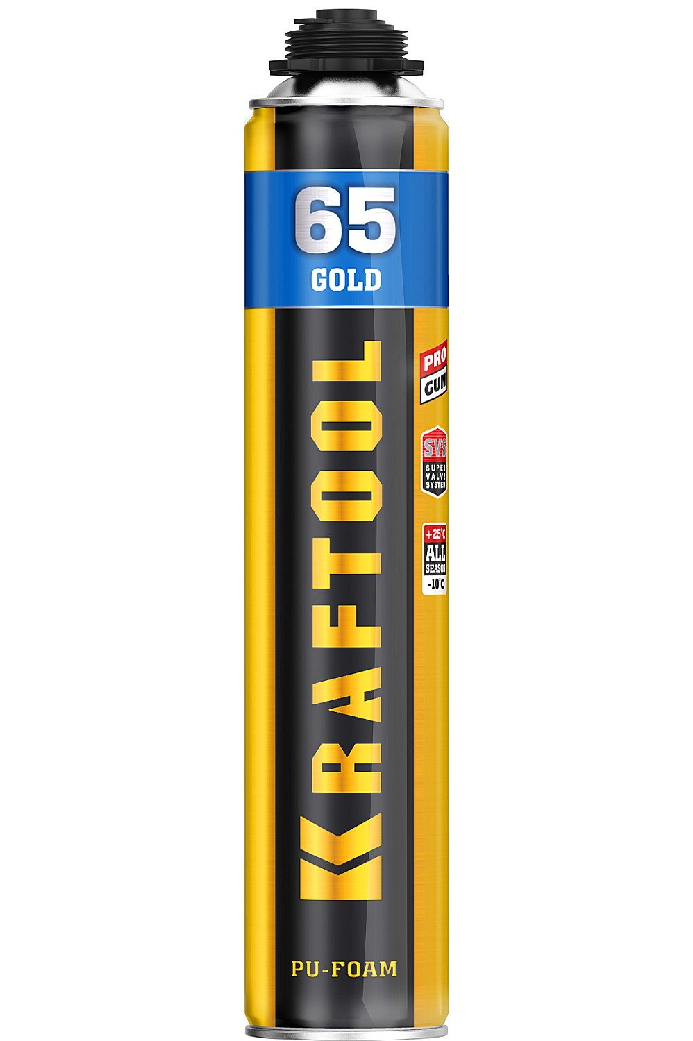 Пена монтажная мелкопористая с увелич. выходом, пистолетная, всесезонная, 850мл, SVS, GOLD 65