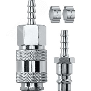 Изображение товара Набор (штуцер ''елочка'' 6 мм - рапид муфта) + (рапид штуцер-штуцер ''елочка'' 6 мм) + (обжимные хомуты 2 шт) (наб)