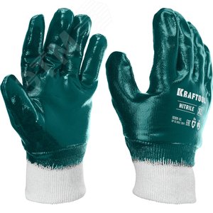 Изображение товара Особопрочные перчатки с манжетой, нитриловое покрытие, максимальная защита от нефтепродуктов, износостойкие, XL(10), HYKRAFT (пар)