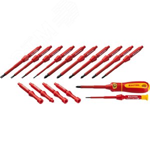 Изображение товара Набор ''Х-Drive ELECTRO'': Высоковольтные отвертки, сменные стержни, ключи специальные, до 1000В, 18 предм, (набор)