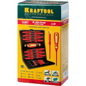 Набор ''Х-Drive ELECTRO'': Высоковольтные отвертки, сменные стержни, ключи специальные, до 1000В, 18 предм, - фото 2