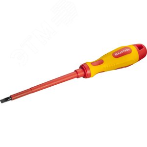 Изображение товара Отвертка , высоковольтная, Cr-Mo-V стержень, двухкомпонент. маслобензостойкая рукоятка, SL, 5,5х125мм (шт)