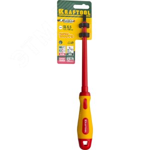 Отвертка , высоковольтная, Cr-Mo-V стержень, двухкомпонент. маслобензостойкая рукоятка, SL, 6,5х150мм - фото 2