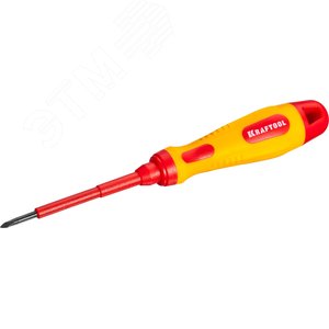 Изображение товара Отвертка , высоковольтная, Cr-Mo-V стержень, двухкомпонент. маслобензостойкая рукоятка, PH №0, 60мм (шт)