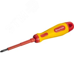 Изображение товара Отвертка , высоковольтная, Cr-Mo-V стержень, двухкомпонент. маслобензостойкая рукоятка, PH №1, 80мм (шт)