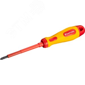 Изображение товара Отвертка , высоковольтная, Cr-Mo-V стержень, двухкомпонент. маслобензостойкая рукоятка, PH №2, 100мм (шт)