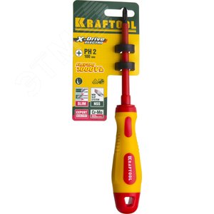 Отвертка , высоковольтная, Cr-Mo-V стержень, двухкомпонент. маслобензостойкая рукоятка, PH №2, 100мм - фото 2