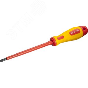 Отвертка , высоковольтная, Cr-Mo-V стержень, двухкомпонент. маслобензостойкая рукоятка, PH №3, 150мм - фото 1