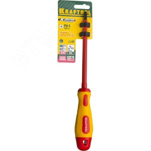 Отвертка , высоковольтная, Cr-Mo-V стержень, двухкомпонент. маслобензостойкая рукоятка, PH №3, 150мм - фото 2