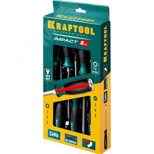 Набор ударных отверток 6 шт сквозной стержень Cr-Mo IMPACT - фото 2