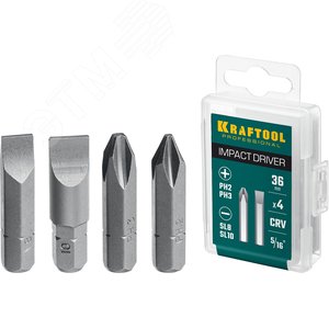 Биты для ударной отвертки 4 шт 36 мм, - фото 1