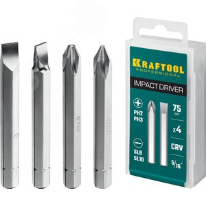 Биты для ударной отвертки 4 шт 75 мм, - фото 1