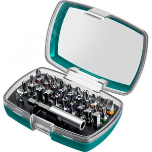 Изображение товара Набор : Биты ''C-Drive 32'' многофункциональные, CR-MO, адаптеры в ударопрочном компактном боксе, цветная маркировка типов шлицов. 32 предмет (набор)
