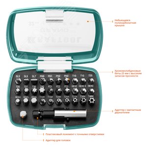 Набор бит GRAND-32, 32 предмета, Cr-Mo - фото 3